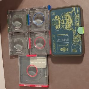 Lego Ninjago case and 5 mega bloks cases 4 small 1 large